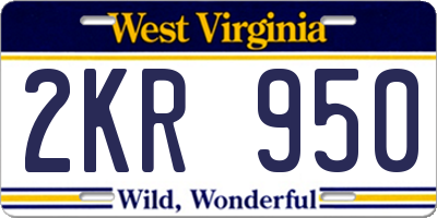 WV license plate 2KR950