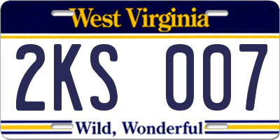 WV license plate 2KS007