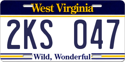 WV license plate 2KS047