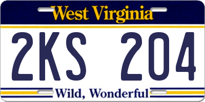 WV license plate 2KS204