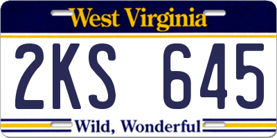 WV license plate 2KS645