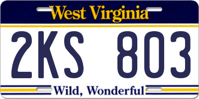 WV license plate 2KS803