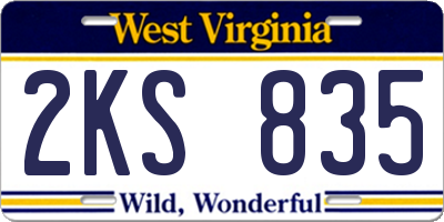 WV license plate 2KS835