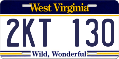 WV license plate 2KT130