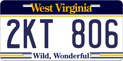 WV license plate 2KT806