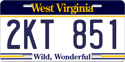 WV license plate 2KT851