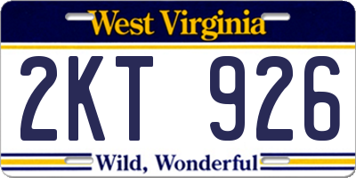WV license plate 2KT926