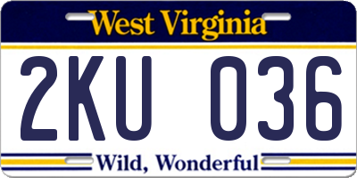 WV license plate 2KU036