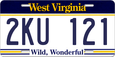 WV license plate 2KU121