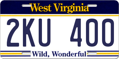 WV license plate 2KU400