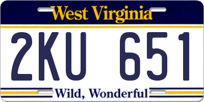 WV license plate 2KU651