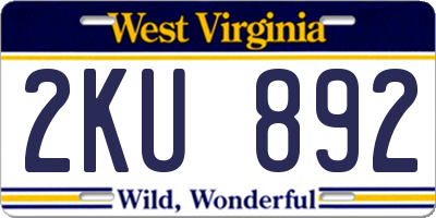 WV license plate 2KU892