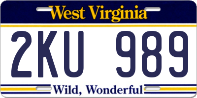 WV license plate 2KU989