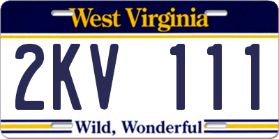 WV license plate 2KV111