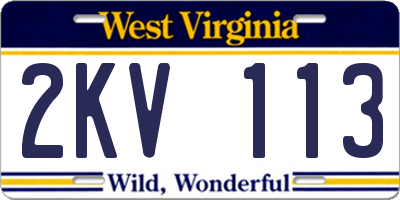 WV license plate 2KV113