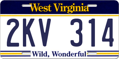 WV license plate 2KV314