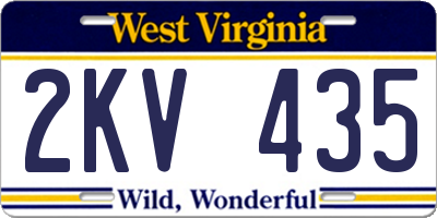 WV license plate 2KV435
