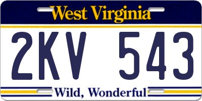 WV license plate 2KV543