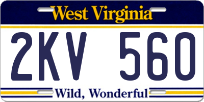 WV license plate 2KV560