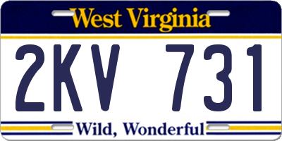 WV license plate 2KV731
