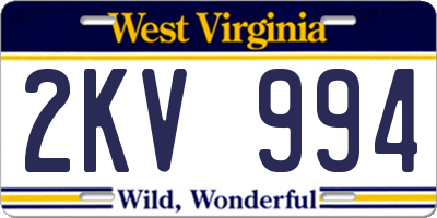 WV license plate 2KV994