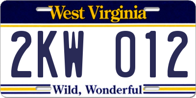 WV license plate 2KW012
