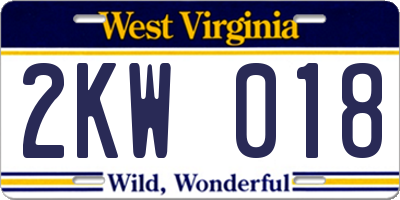 WV license plate 2KW018