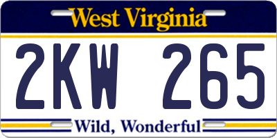 WV license plate 2KW265