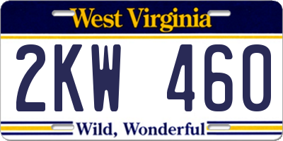 WV license plate 2KW460