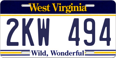 WV license plate 2KW494