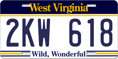 WV license plate 2KW618