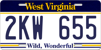 WV license plate 2KW655