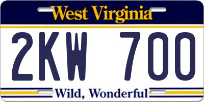 WV license plate 2KW700