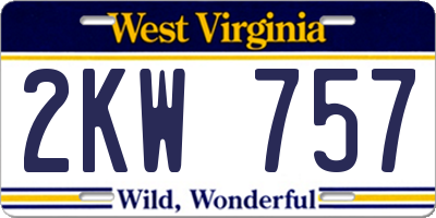 WV license plate 2KW757