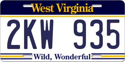 WV license plate 2KW935