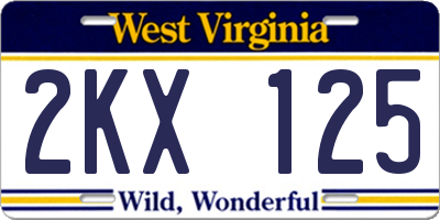 WV license plate 2KX125