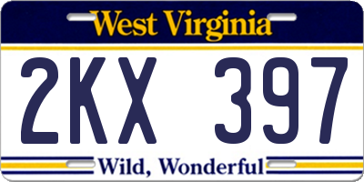 WV license plate 2KX397