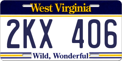 WV license plate 2KX406