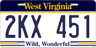 WV license plate 2KX451
