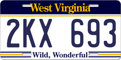 WV license plate 2KX693