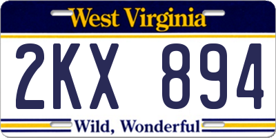 WV license plate 2KX894