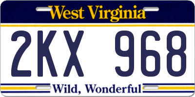 WV license plate 2KX968