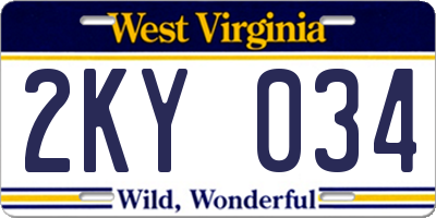 WV license plate 2KY034