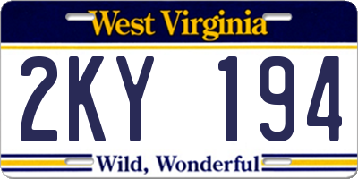 WV license plate 2KY194