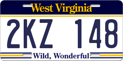 WV license plate 2KZ148