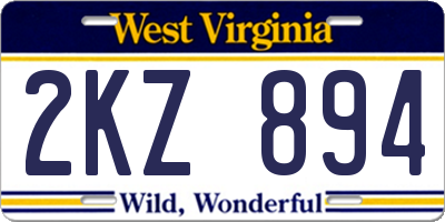 WV license plate 2KZ894