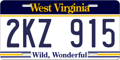 WV license plate 2KZ915