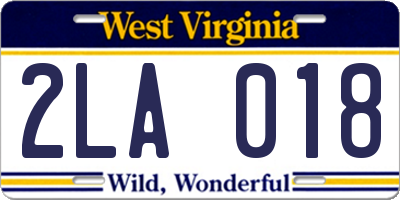 WV license plate 2LA018