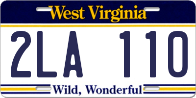 WV license plate 2LA110
