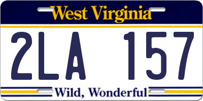 WV license plate 2LA157